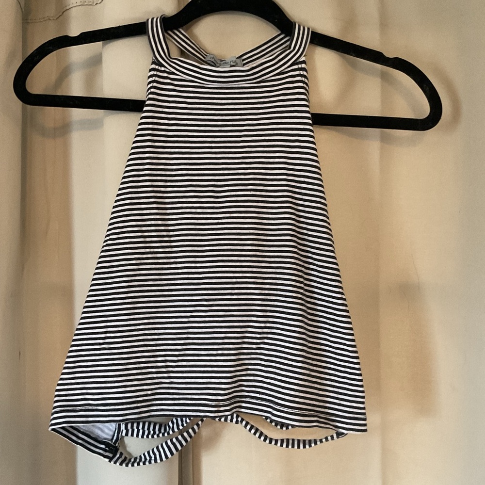 Black and White Striped Sleeveless Top